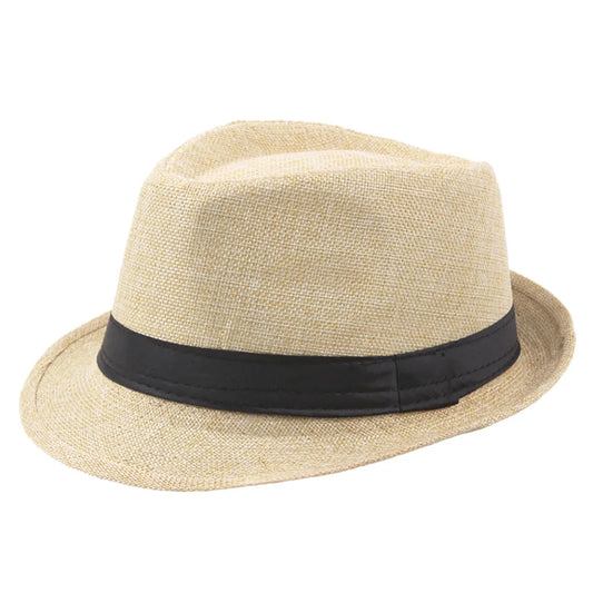 Cycling Caps Men Kids Jazz Hat Old Man Cap Short Brim Solid Color Cuban Cap Panama Hat Breathable Fedora Hat Casual Straw